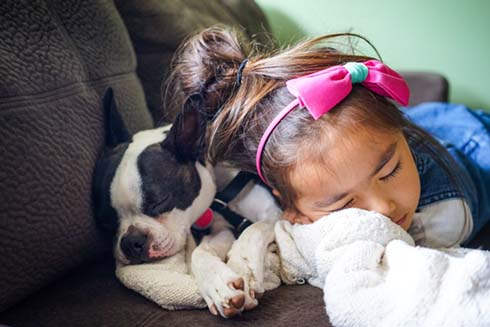 girl and dog